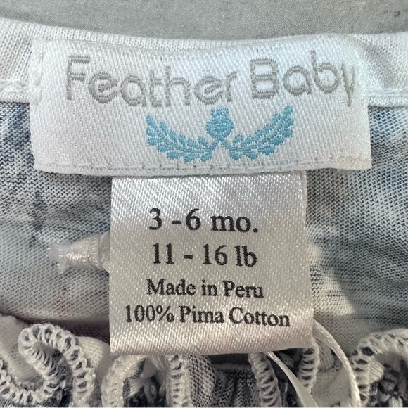 Feather Baby 3-6 Months Dress Pima Cotton‎ Floral Palms Print Top & Diaper Cover - Picture 3 of 7